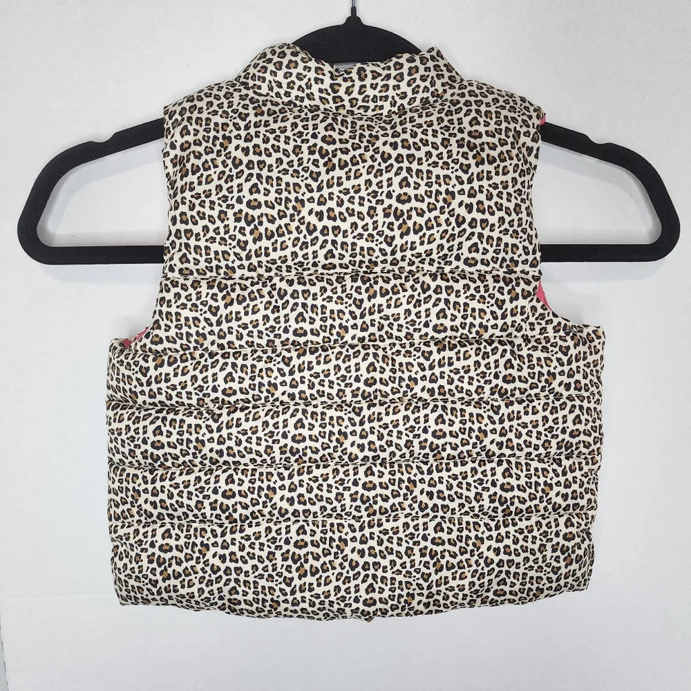 Baby Gap Leopard Print Puffer Vest with Pink Zipper Size 18-24months